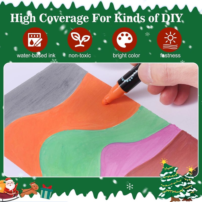 nauets 60 Colors Waterproof Dual Tip Acrylic Paint Markers, Premium Dot & Fine Tip Coloring Paint Pens Set for Paper, Rock, Wood, Fabric, Canvas, Glass, Ceramic and DIY Crafts Art Supplies - Image 3